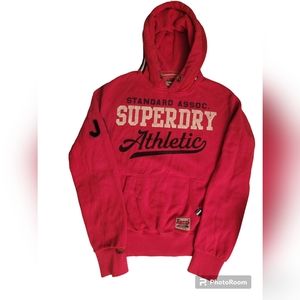RED SUPERDRY HOODIE SWEATSHIRT